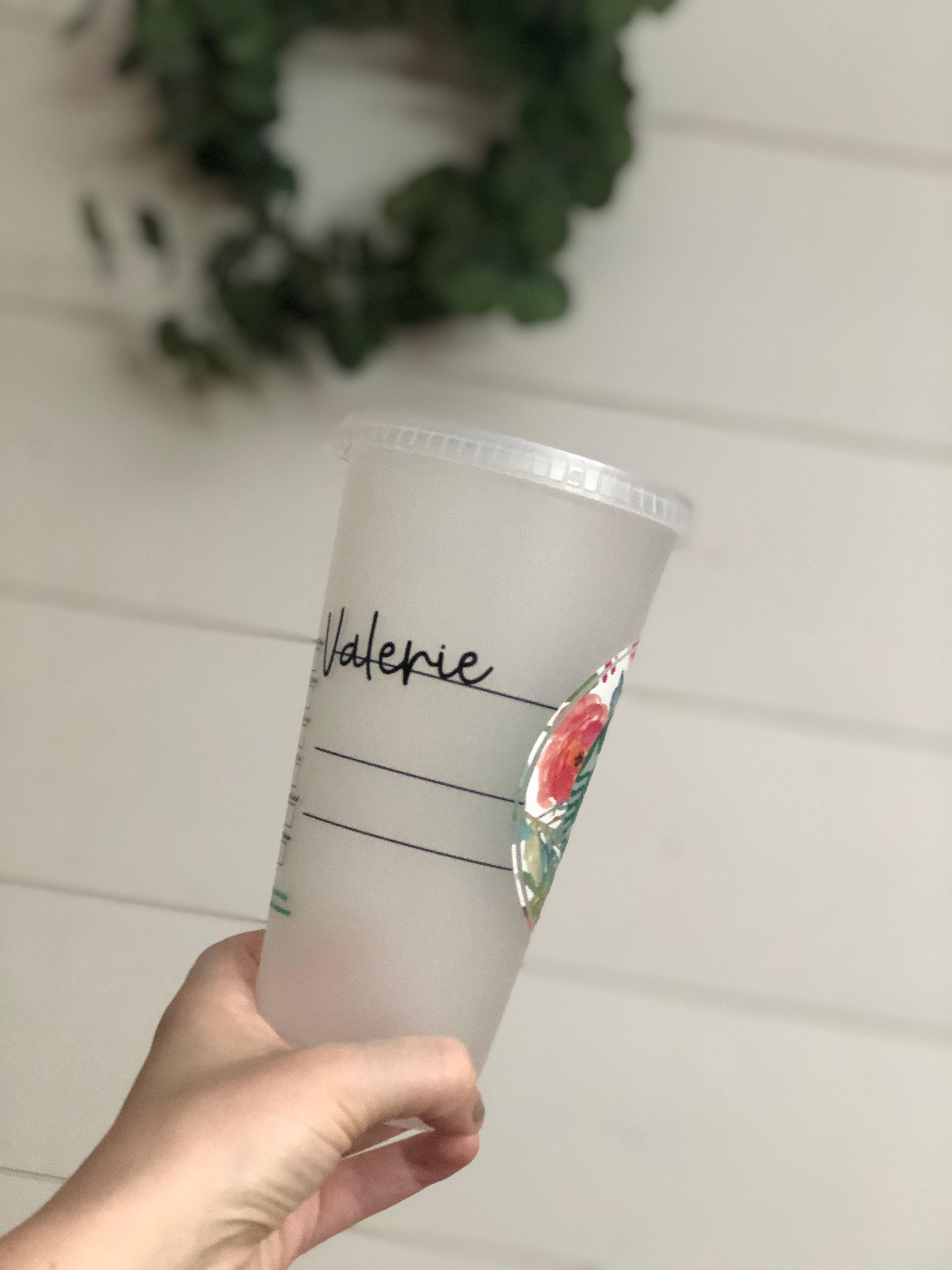 Watercolor Floral Print Cold or Hot Cup