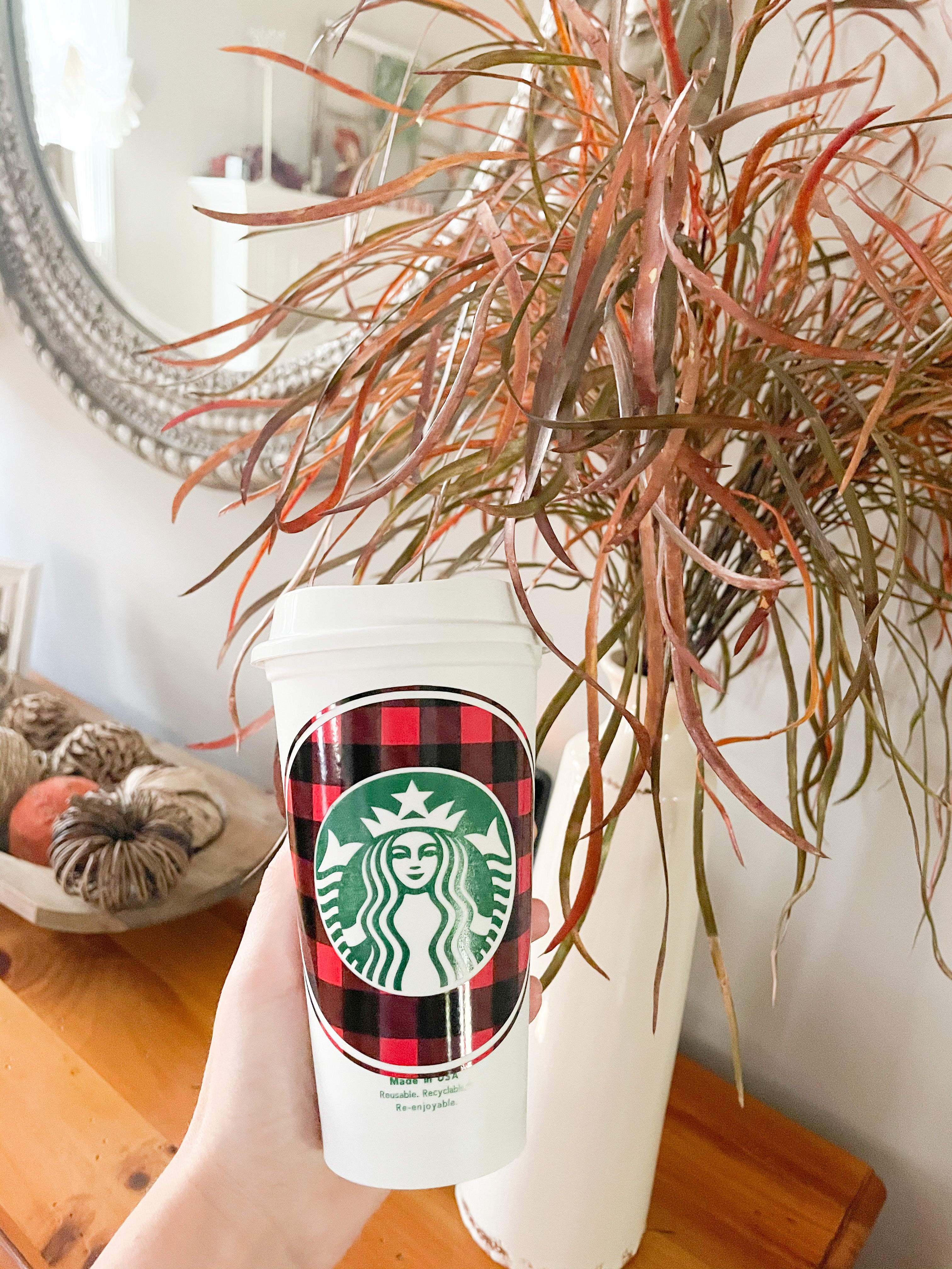 Checkered Starbucks Cup, Reusable Cold Cup