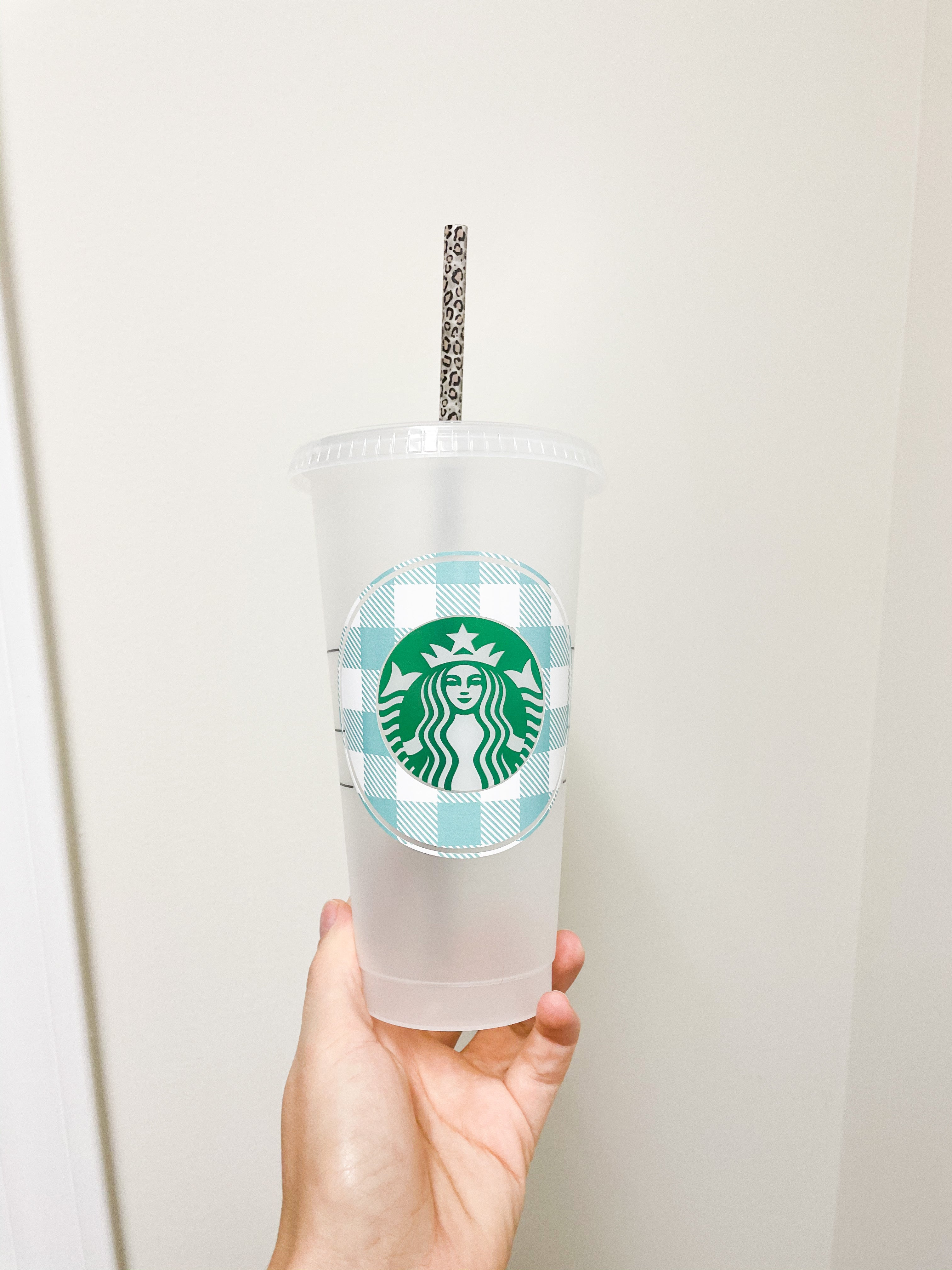 Mint Gingham Cold or Hot Cup