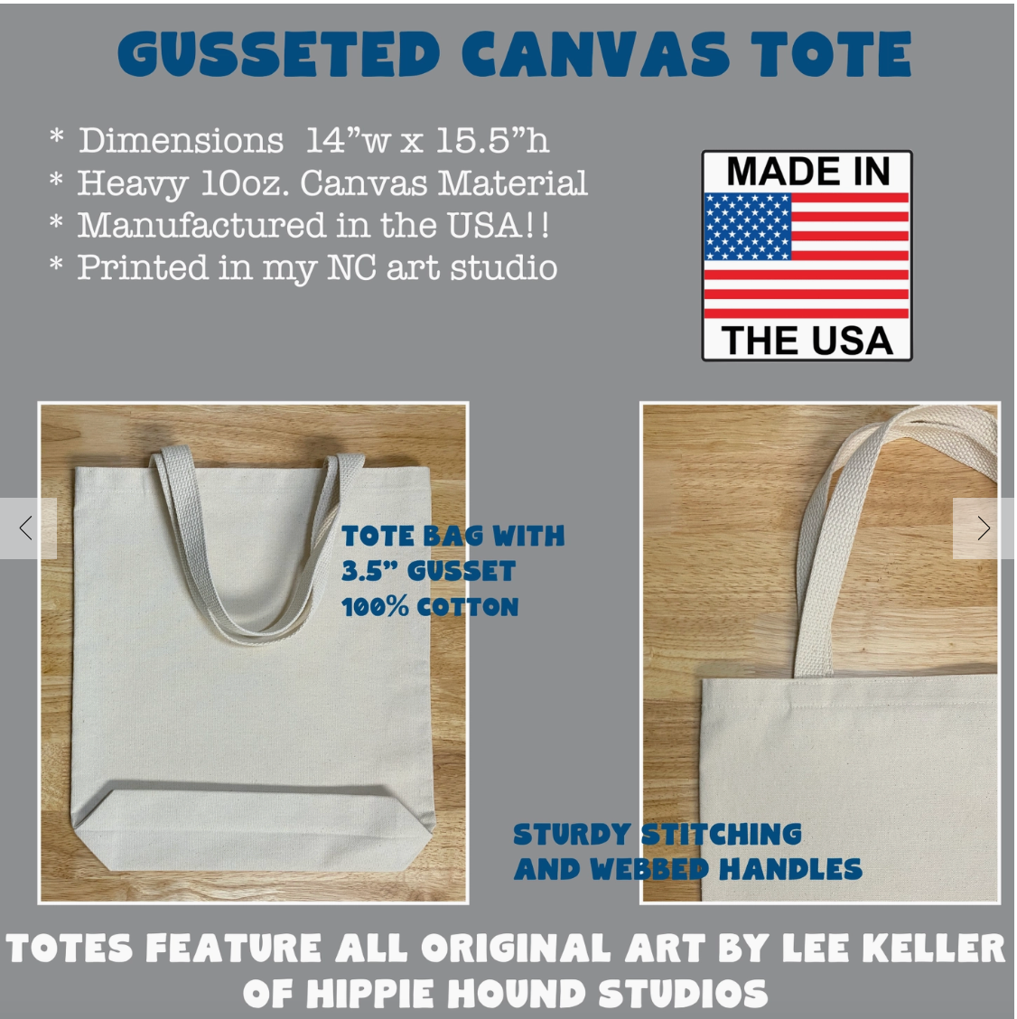 Gusset Tote Bags