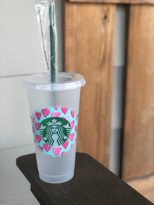 Watercolor Hearts Cold or Hot cup