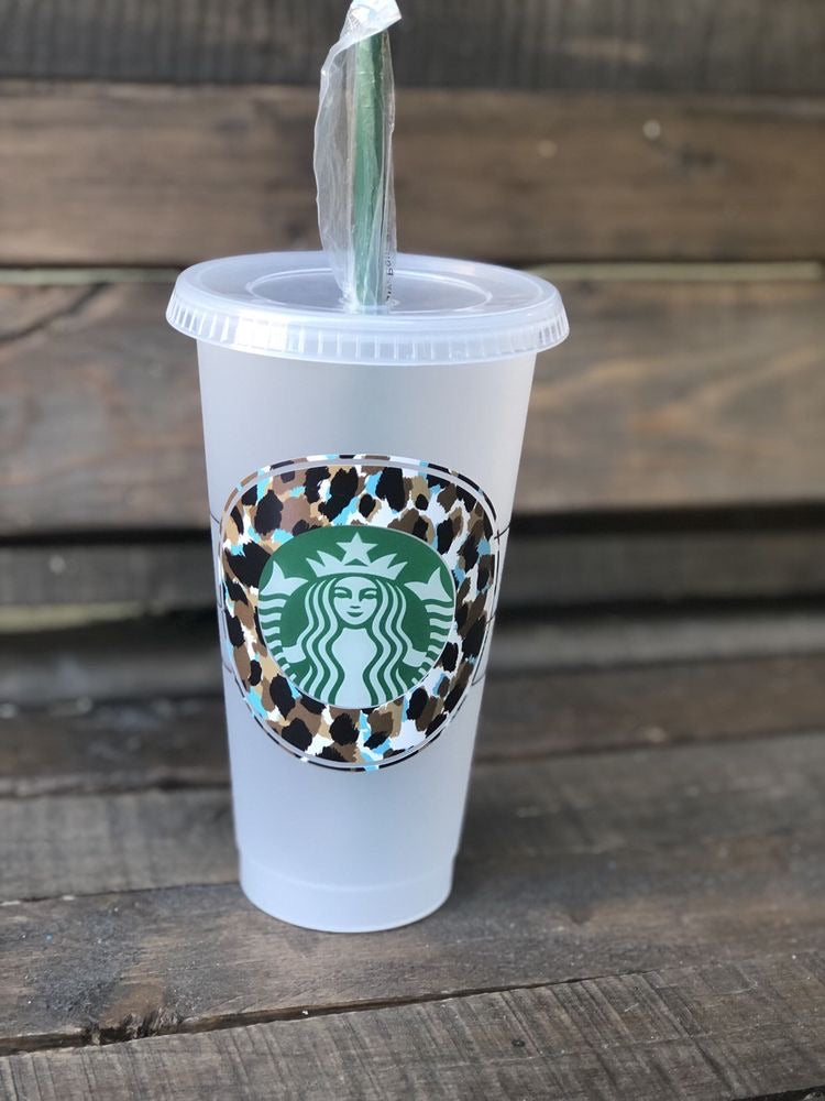 Brown and Teal Leopard Cold or Hot Cup