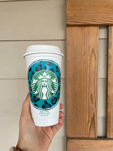 Turquoise Leopard Cold Or Hot Cup