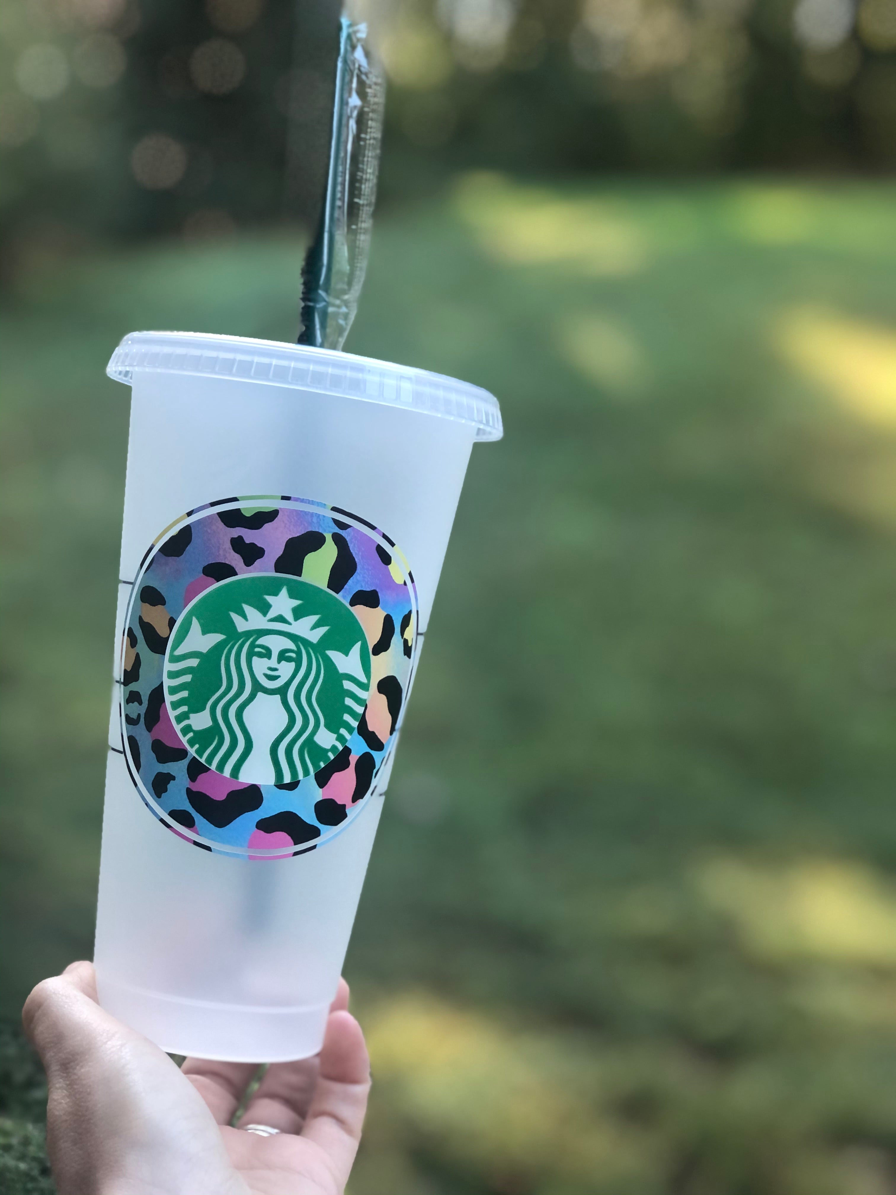 Personalised Cold Cup With Straw, Starbucks Inspired, Pastel