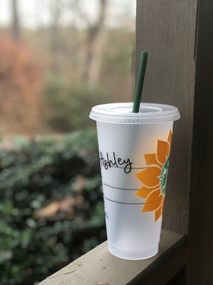 Pink Retro Daisy Starbucks Cup Personalized Starbucks Cold Cup