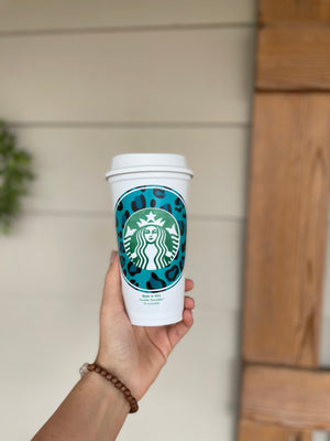 Turquoise Leopard Cold Or Hot Cup
