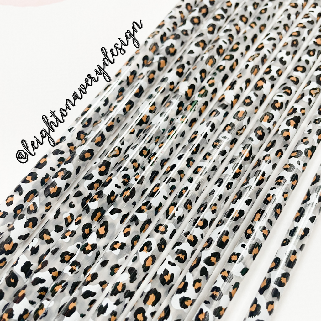 White Leopard Reusable Straw