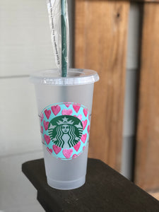 Watercolor Hearts Cold or Hot cup